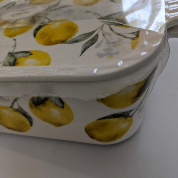 Lemon Print Porcelain 3 in 1  Covered Casserole Lidded Baker Dish New - Picture 5 of 8
